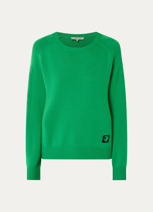 Gerard Darel Fijngebreide pullover van wol met logo - voorkant 2 groen