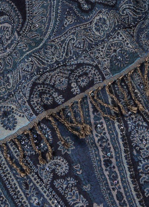 Gerard Darel Genevia sjaal van wol met pailletten 180 x 70 cm - detail indigo