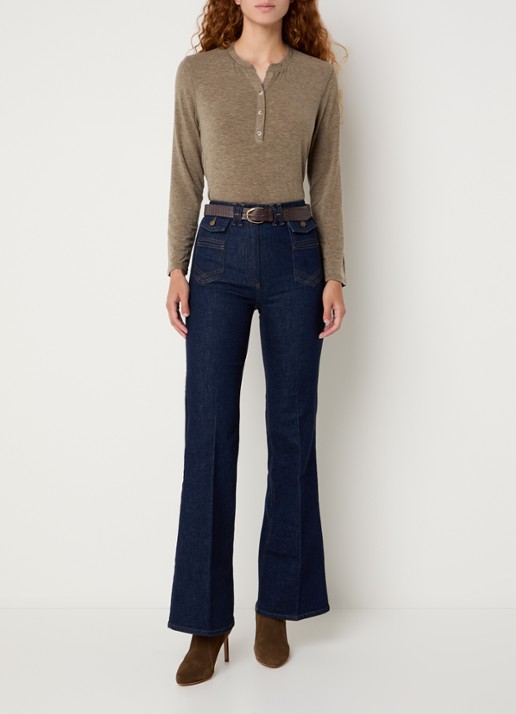 Gerard Darel Hugue longsleeve met gemêleerd dessin - voorkant 4 lichtbruin