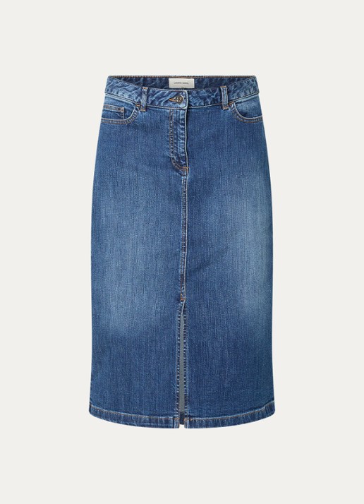 Gerard Darel Janaelle midi spijkerrok met steekzakken en split - voorkant 3 donkerblauw