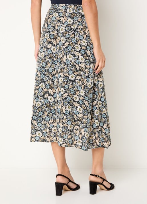 Gerard Darel Jelina midi rok met bloemenprint - achterkant 4 zwart
