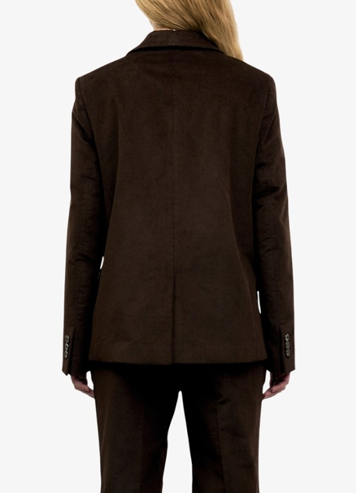 Gerard Darel Jem blazer van fluweel met klepzakken - achterkant 3 donkerbruin