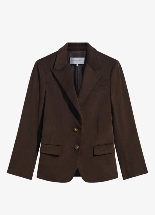 Gerard Darel Jem blazer van fluweel met klepzakken - voorkant 4 donkerbruin