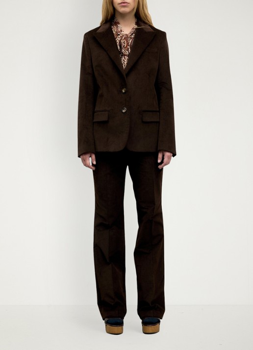 Gerard Darel Jem blazer van fluweel met klepzakken - voorkant 5 donkerbruin