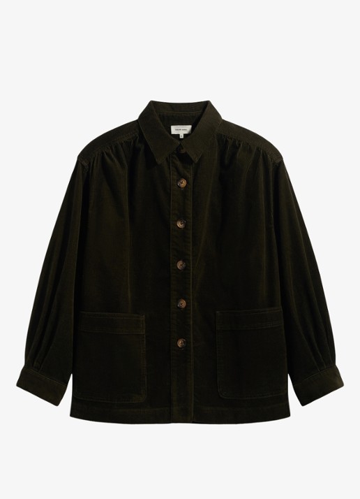 Gerard Darel Jena overshirt van corduroy  - voorkant 4 mosgroen
