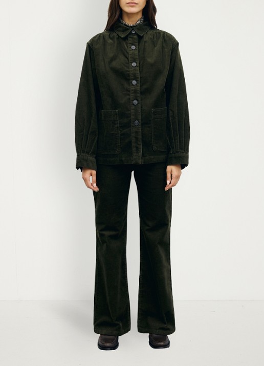 Gerard Darel Jena overshirt van corduroy  - voorkant 5 mosgroen