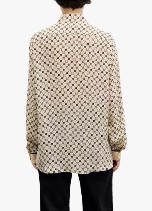 Gerard Darel Jimi blouse met monogram print - achterkant 3 creme