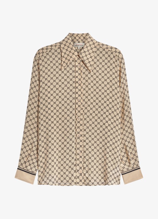 Gerard Darel Jimi blouse met monogram print - voorkant creme
