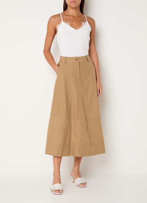 Gerard Darel Jina maxi A-lijn rok met steekzakken - voorkant 3 camel