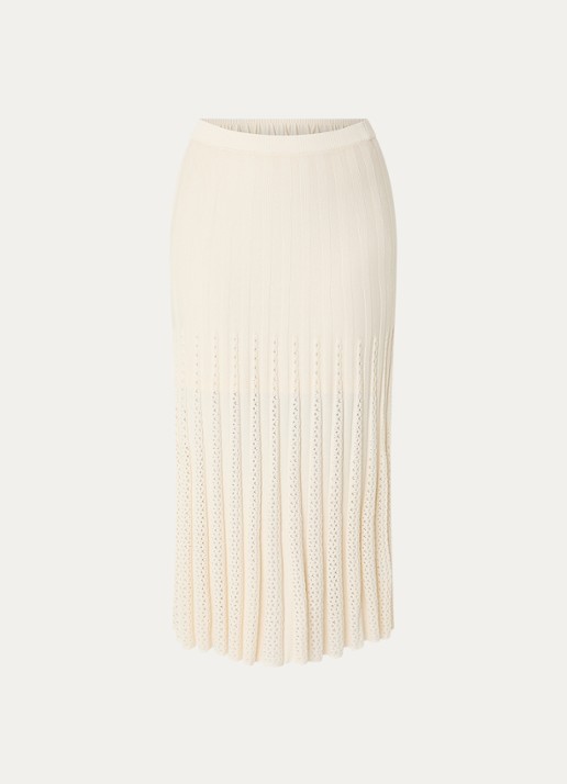 Gerard Darel Jocelyna midi fijngebreide rok met opengewerkt dessin - voorkant 2 creme