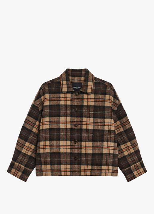 Gerard Darel Josia overshirt in wolblend met ruitdessin - voorkant 3 bruin