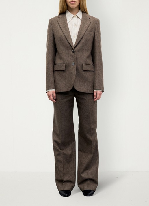 Gerard Darel Jov blazer in wolblend met grafische print - voorkant 5 bruin