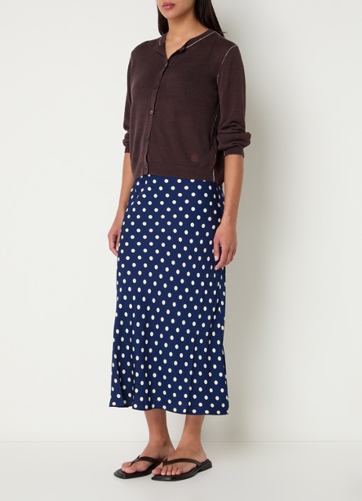 Gerard Darel Jovana midi rok met stippenprint - voorkant 2 donkerblauw