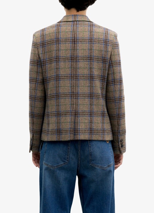 Gerard Darel Juliane single breasted blazer van scheerwol met ruit dessin - achterkant camel