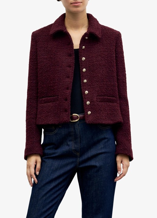 Gerard Darel Julie jack in wolblend - detail 3 bordeauxrood