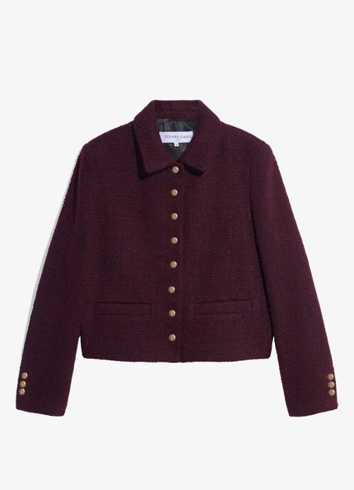 Gerard Darel Julie jack in wolblend - voorkant 4 bordeauxrood