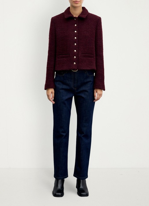 Gerard Darel Julie jack in wolblend - voorkant 5 bordeauxrood