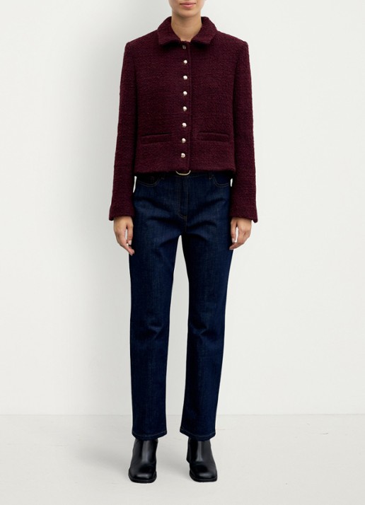 Gerard Darel Julie jack in wolblend - voorkant 5 bordeauxrood