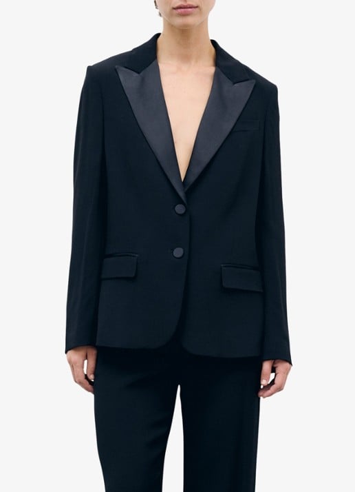 Gerard Darel July single-breasted blazer met details van satijn - detail zwart