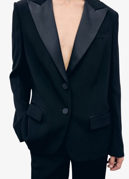 Gerard Darel July single-breasted blazer met details van satijn - detail 2 zwart