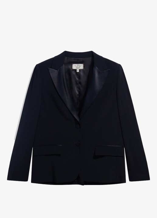 Gerard Darel July single-breasted blazer met details van satijn - voorkant 3 zwart