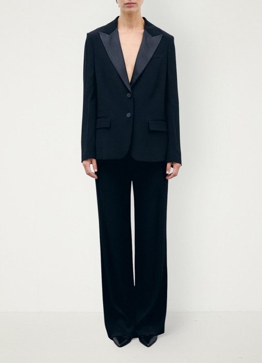 Gerard Darel July single-breasted blazer met details van satijn - voorkant 4 zwart