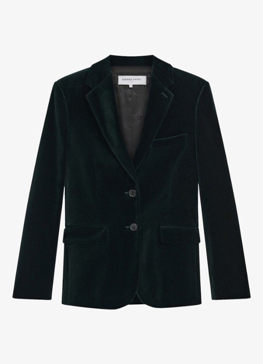 Gerard Darel Jyna blazer van fluweel met klepzakken - voorkant groen