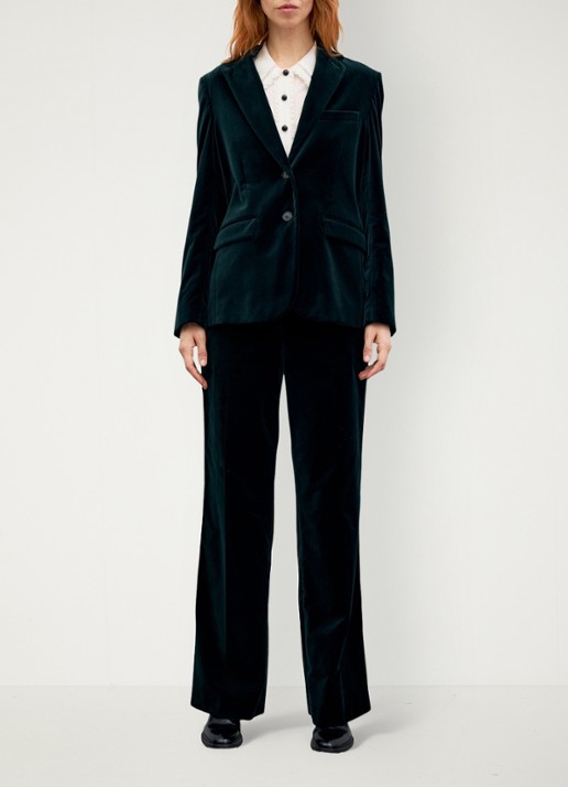 Gerard Darel Jyna blazer van fluweel met klepzakken - voorkant 2 groen