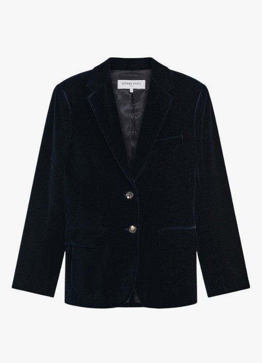 Gerard Darel Jyna blazer van fluweel met klepzakken - voorkant blauw