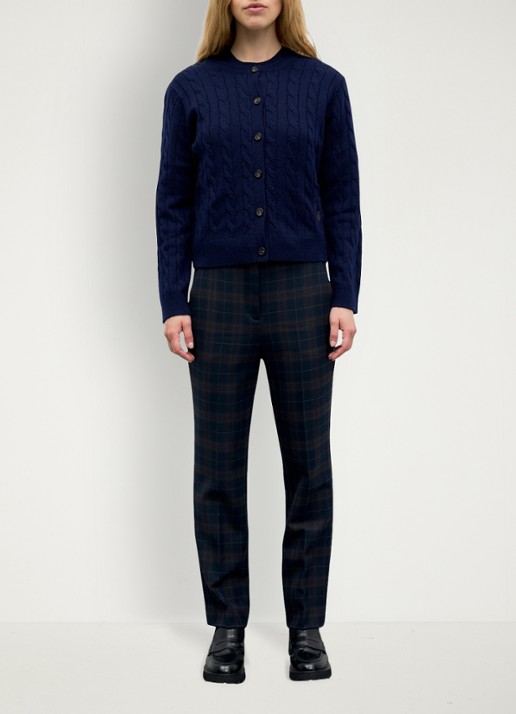 Gerard Darel Kabelgebreide trui met ronde hals - voorkant 5 donkerblauw