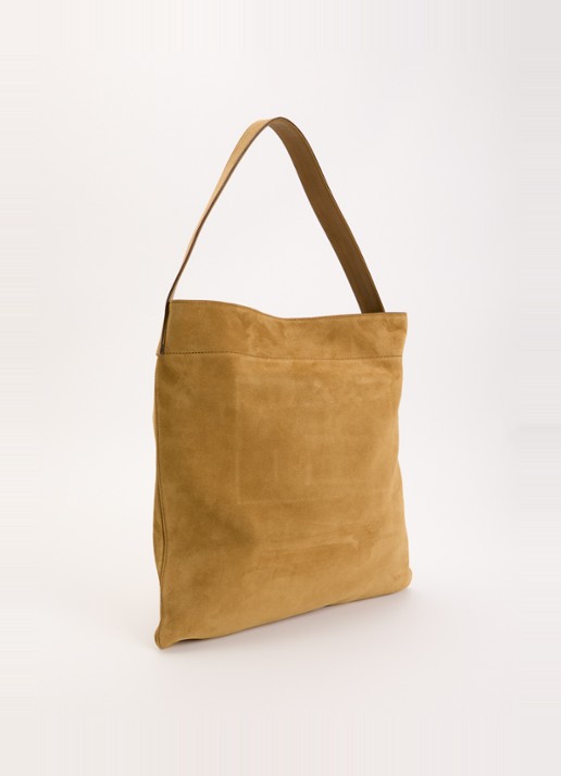 Gerard Darel Lady GD shopper van suède met logo - achterkant 5 camel