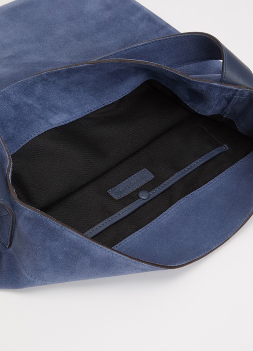 Gerard Darel Lady GD shopper van suède met logo - detail 2 staalblauw