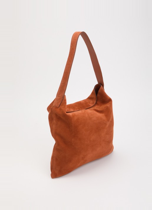 Gerard Darel Lady GD shopper van suède met logo - achterkant 4 oranjebruin