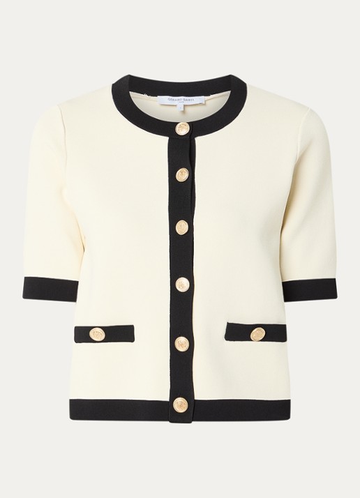 Gerard Darel Laila fijngebreid vest met ronde hals - voorkant creme