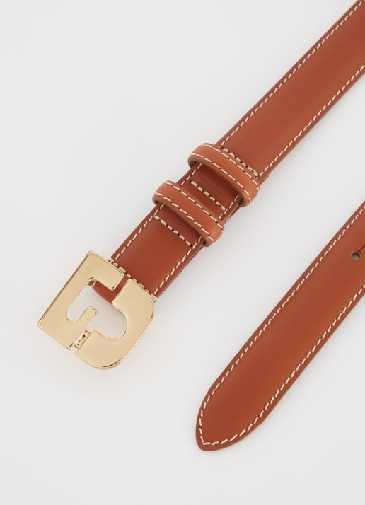 Gerard Darel Lauren riem van leer met logo  - detail roestbruin