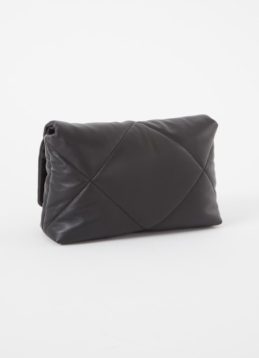 Gerard Darel Le Fanny clutch van quilted lamsleer met afneembare schouderriem - achterkant 2 zwart