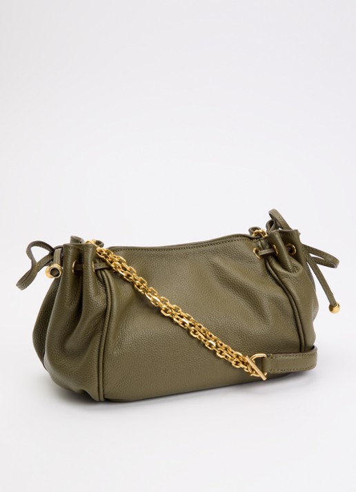 Gerard Darel Le mini 24 clutch van leer met afneembare schouderriem  - achterkant 5 legergroen