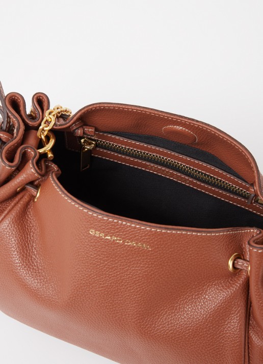 Gerard Darel Le Mini 24 crossbodytas van leer - detail oranjebruin
