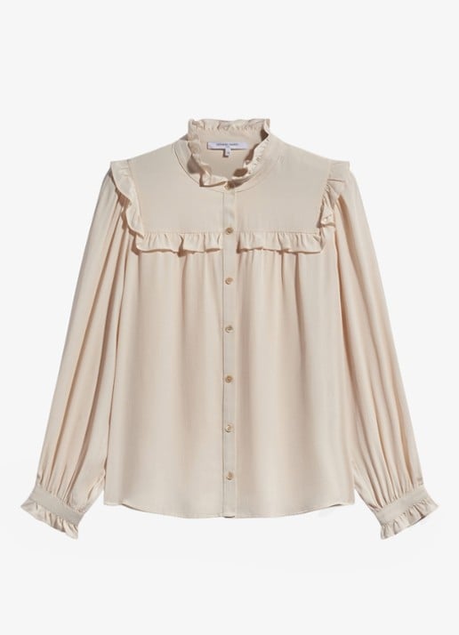 Gerard Darel Leia blouse in zijdeblend met ruches