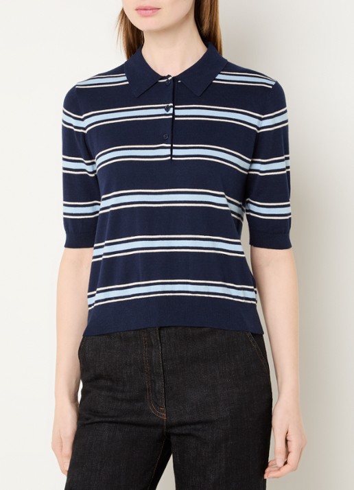 Gerard Darel Leila fijngebreide polo met streepprint - detail 4 indigo