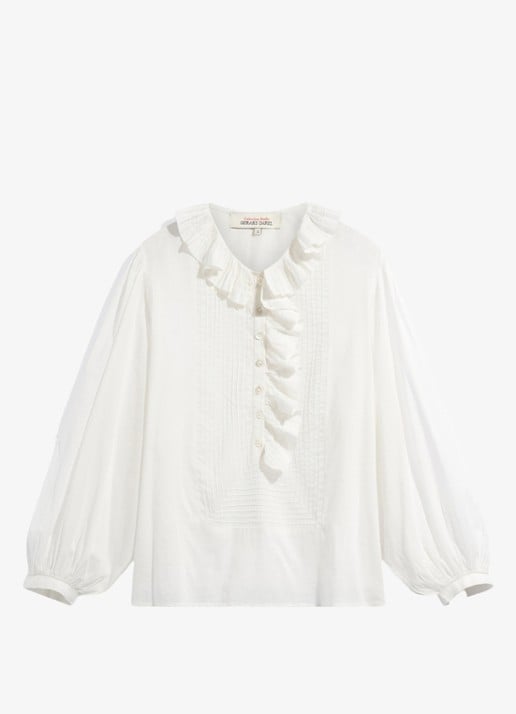 Gerard Darel Leone tuniek met ruches - voorkant 2 wit