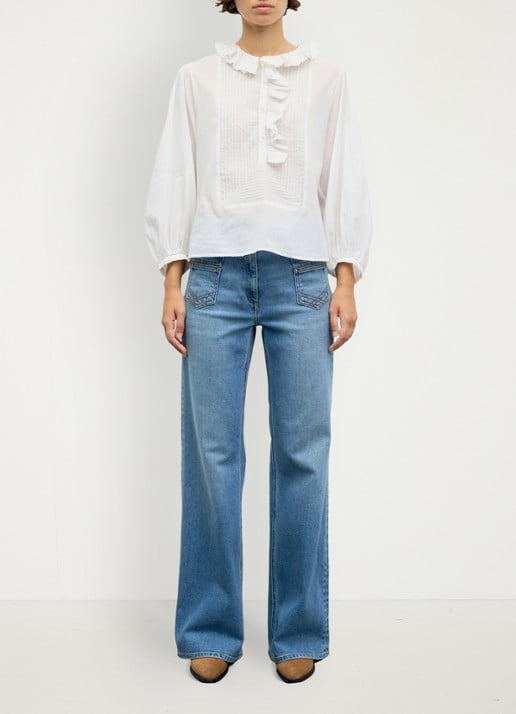 Gerard Darel Leone tuniek met ruches - voorkant 3 wit