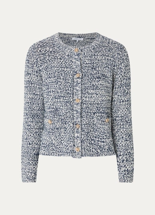 Gerard Darel Leora grofgebreid vest met tweed-look - voorkant royalblauw