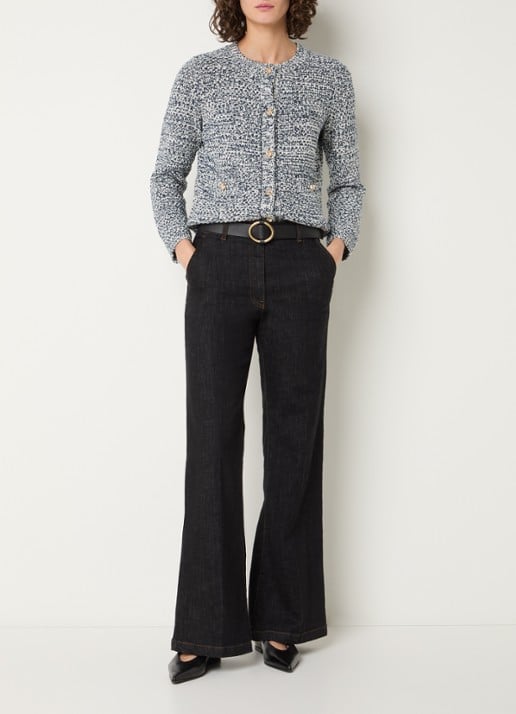 Gerard Darel Leora grofgebreid vest met tweed-look - voorkant 2 royalblauw
