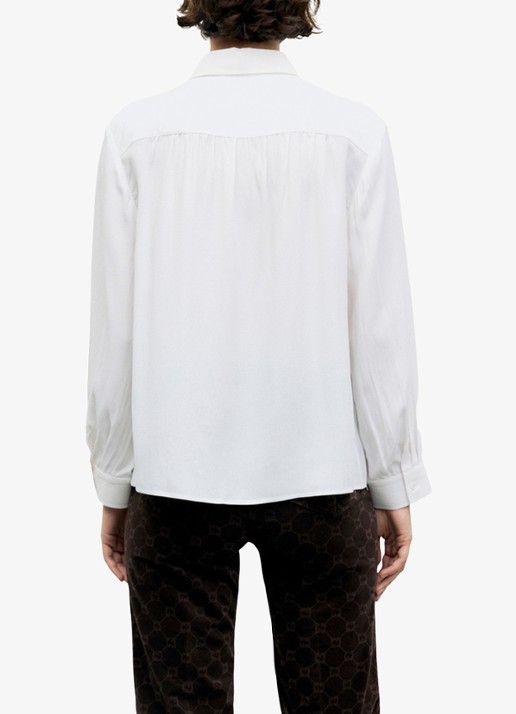 Gerard Darel Lilie blouse in zijdeblend met plooien - achterkant 4 creme