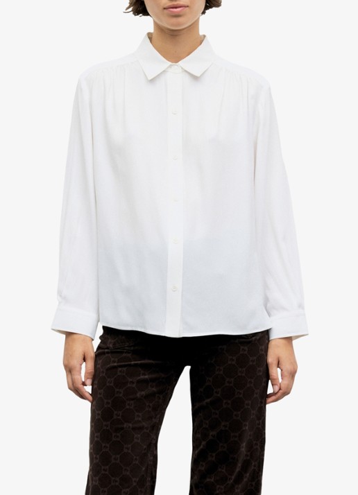 Gerard Darel Lilie blouse in zijdeblend met plooien - detail creme