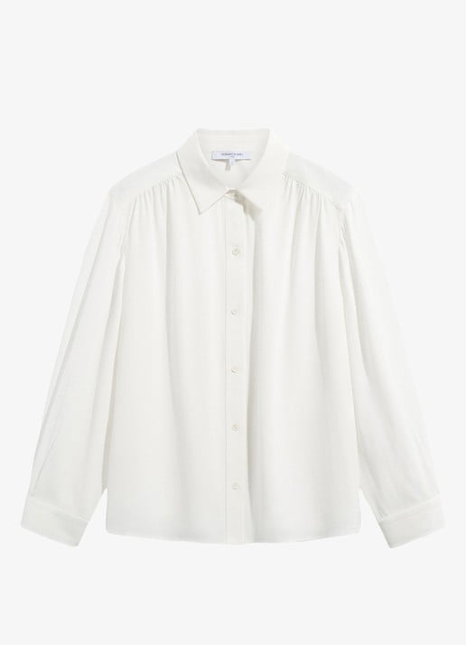 Gerard Darel Lilie blouse in zijdeblend met plooien - voorkant 2 creme