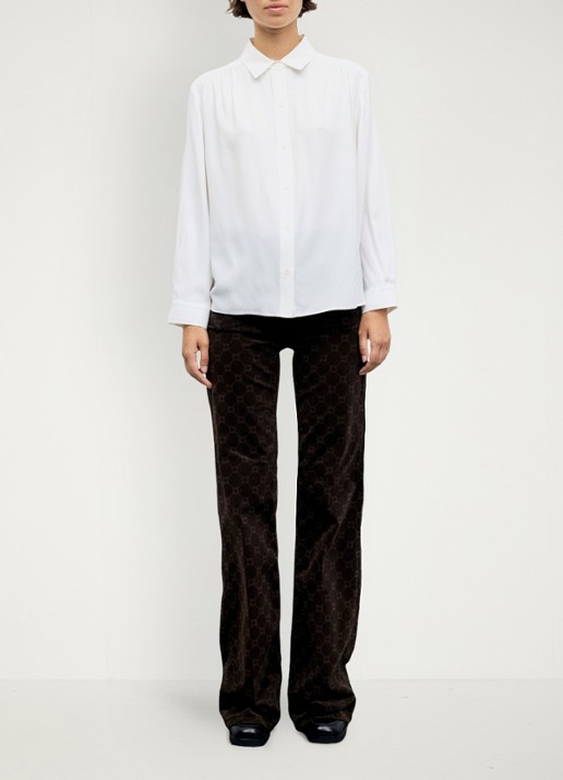 Gerard Darel Lilie blouse in zijdeblend met plooien - voorkant 3 creme