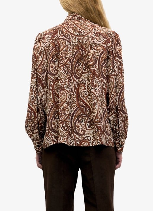 Gerard Darel Lisie blouse met sjaalkraag - achterkant 2 bruin