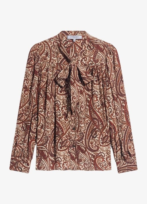 Gerard Darel Lisie blouse met sjaalkraag - voorkant 3 bruin